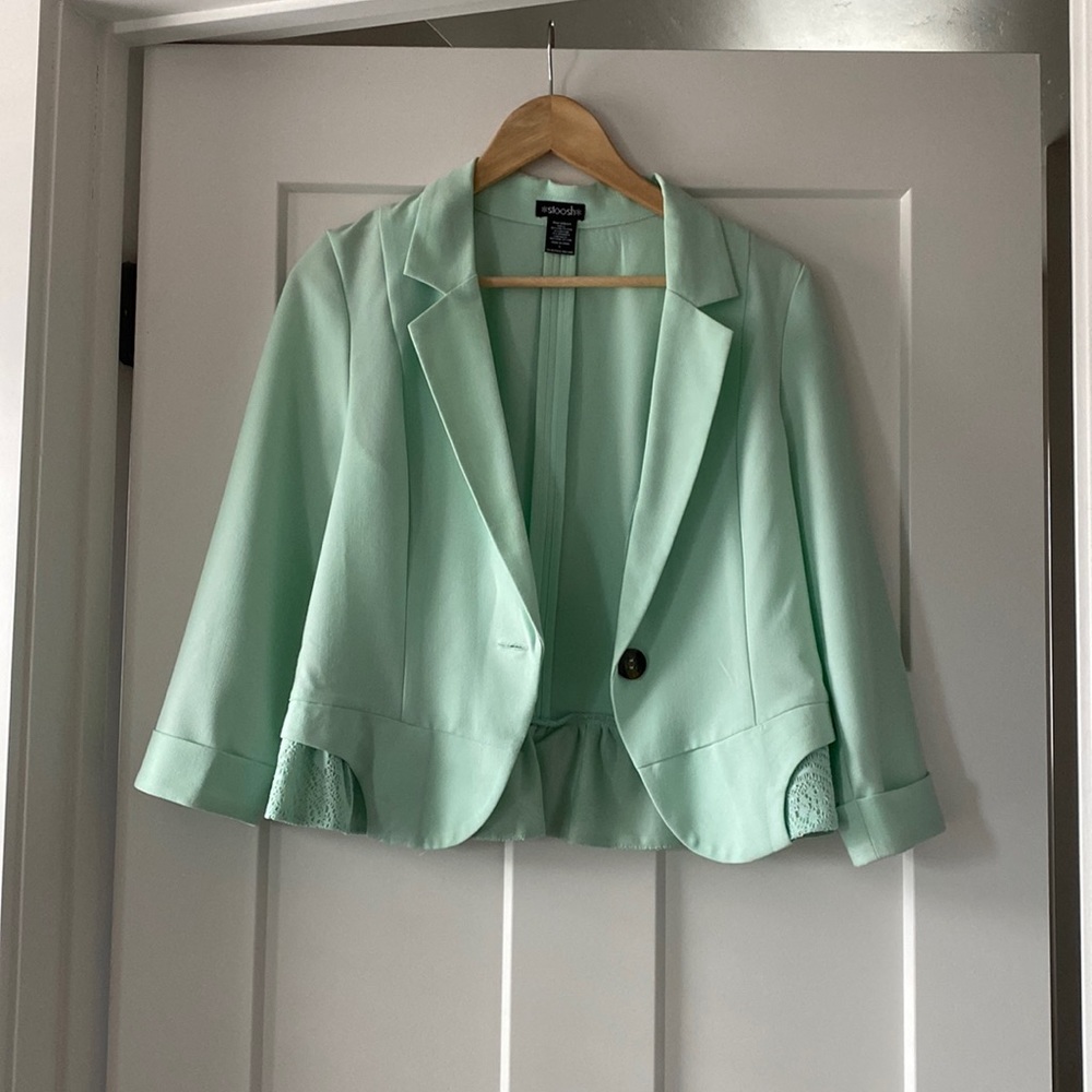 Stoosh blazer, size large, teal/aquamarine color